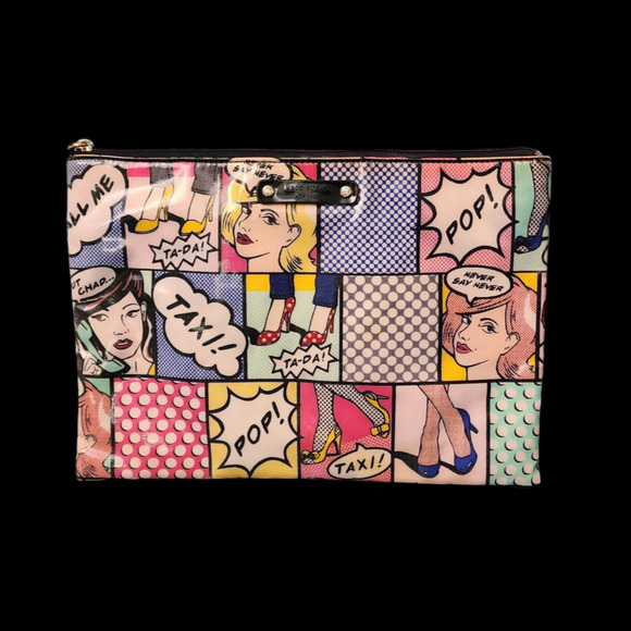 kate spade Handbags - KATE SPADE Neda Pop Art Multi Comic Zip Around Vinyl Clutch Pouch